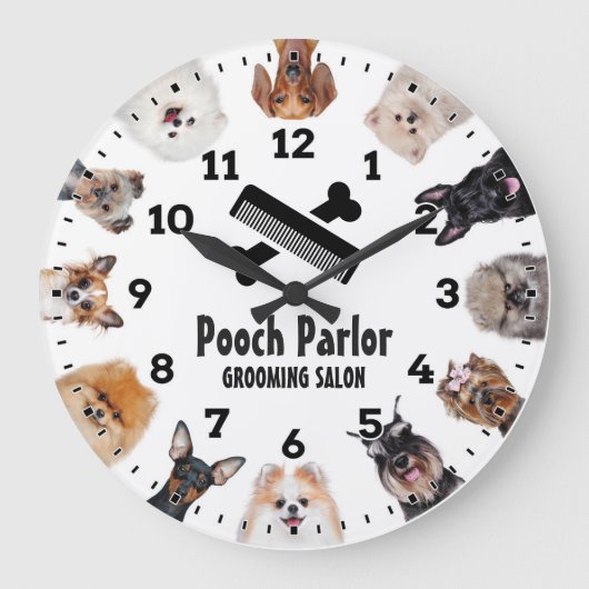 Hunde wachsen Salon-Pet Groomer-Personalisierte Uh Große Wanduhr (Vorderseite)