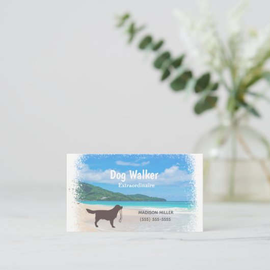 Hunde Walker/Haustiere Sitter Beach Nature Busines Visitenkarte (Stehend Vorderseite)