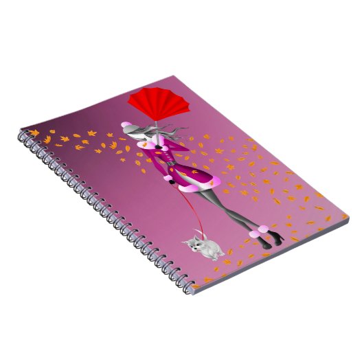 Hunde Walker Herbst bleibt rosa Notizblock (Rechte Seite)