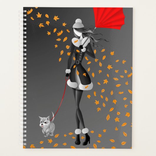 Hunde Walker Herbst bleibt schwarz Planer (Vorderseite)