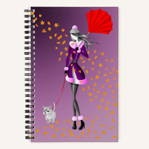 Hunde Walker Herbstleaves Notizblock