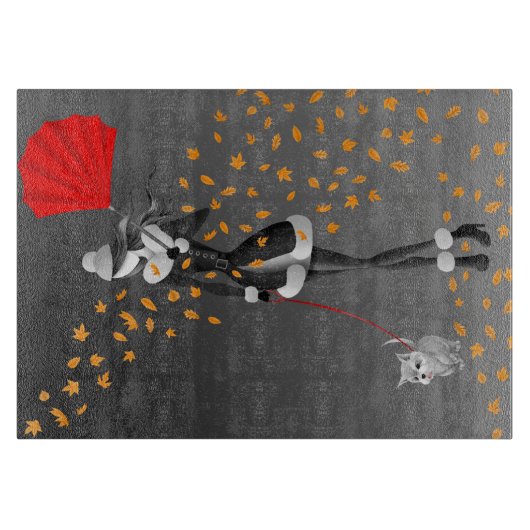 Hunde Walker Herbstleaves Schneidebrett (Vorderseite)