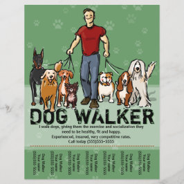Hunde Walker. Hunde laufen. TYP. Grn. PromoTemplat Flyer