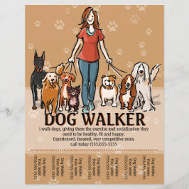 Hunde Walker. Hunde laufen. Werbevorlage Flyer
