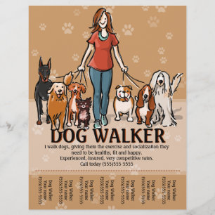 Hunde Walker. Hunde laufen. Werbevorlage Flyer