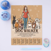 Hunde Walker. Hunde laufen. Werbevorlage Flyer (Einzeln)