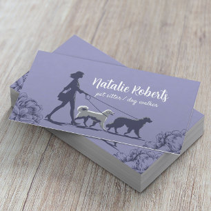 Hunde Walker Pet Sitter Girl & Hunde Blumenlavende Visitenkarte