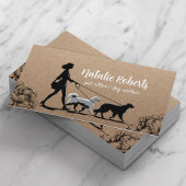 Hunde Walker Pet Sitter Girl & Hunde Rustikale Kra Visitenkarte