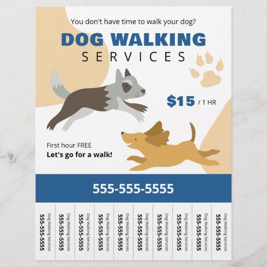 Hunde-Wander-Services-Geschäft abreißen Flyer (Vorne)