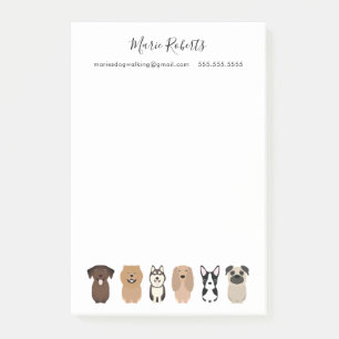 Hunde wandern, Haustiere sitzen, Hunde Boarding, e Post-it Klebezettel