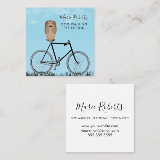 Hunde wandern, Haustiere sitzen, Katzen pflegen, B Quadratische Visitenkarte (Vorne/Hinten)