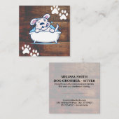 Hunde Wash | Paws | Holzkarten Quadratische Visitenkarte (Vorne/Hinten)