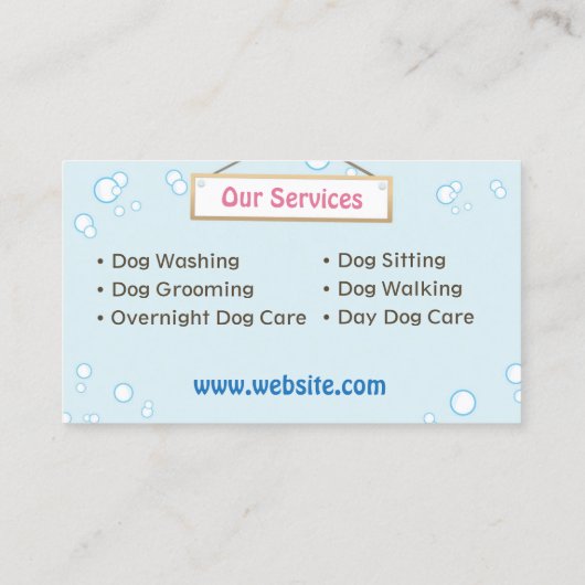 Hunde Wash Pet Daycare Business Card Visitenkarte (Rückseite)