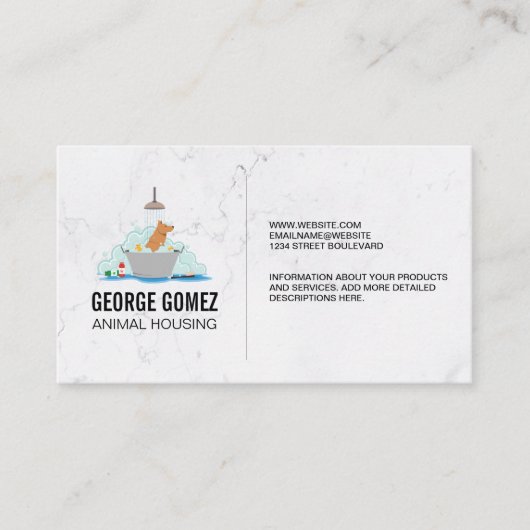 Hunde Wash | Sitzplatz für Haustiere | Marmor Visitenkarte (Vorderseite)