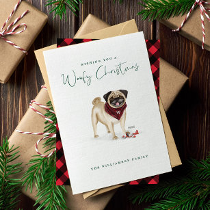 Hunde-Watercolor-Bulldog in Lights gefickt Feiertagskarte