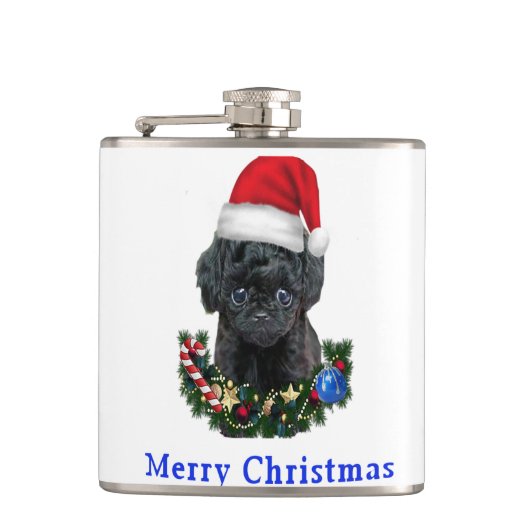 Hunde Weihnachten Flachmann (Vorderseite)