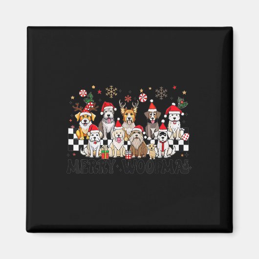 Hunde Weihnachten frohe Woofmas Hund Lover Neujahr Magnet (Vorne)
