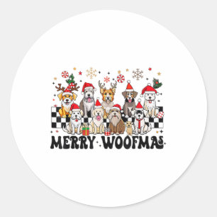 Hunde Weihnachten frohe Woofmas Hund Lover Neujahr Runder Aufkleber