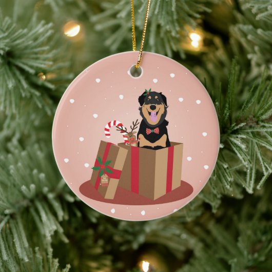 Hunde Weihnachten Gegenwart Keramik Ornament (Baum)