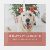 Hunde Weihnachten Modernes Foto Happy Pawlidays Ornament Aus Glas (Vorderseite)