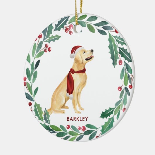 Hunde Weihnachten Personalisiert Haustier Golden R Keramik Ornament (Links)
