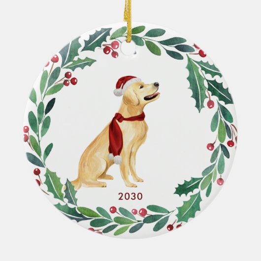 Hunde Weihnachten Personalisiert Haustier Golden R Keramik Ornament (Hinten)