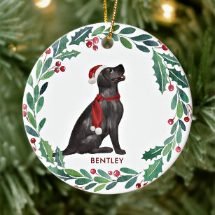 Hunde Weihnachten Personalisierten Haustier Black  Keramik Ornament