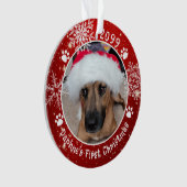 Hunde Weihnachten Schneeflocken 2 Foto Rot Weiß Ornament (Vorderseite)