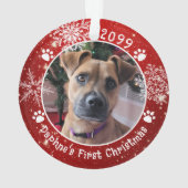 Hunde Weihnachten Schneeflocken 2 Foto Rot Weiß Ornament (Rückseite)