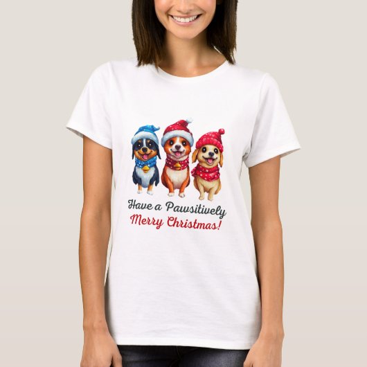 Hunde Weihnachten T-Shirt (Vorderseite)