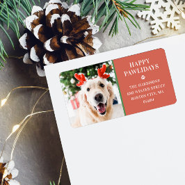 Hunde Weihnachts-Foto Happy Pawlidays Adresse Adressaufkleber