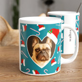 Hunde Weihnachts-Foto Weihnachtsmannmütze Aquamari Tasse