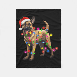 Hunde-Weihnachts-Santa-Hut Belgischer Malinois Hun Fleecedecke
