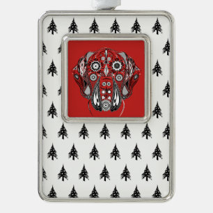 Hunde-Weihnachtsanhänger Rahmen-Ornament Silber