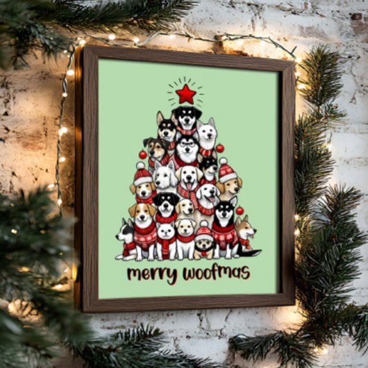 Hunde Weihnachtsbaum Merry Woofmas Urlaub Poster