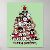 Hunde Weihnachtsbaum Merry Woofmas Urlaub Poster (Vorne)