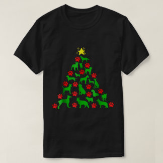 Hunde-Weihnachtsbaum-Pfotenabdruck-Design T-Shirt