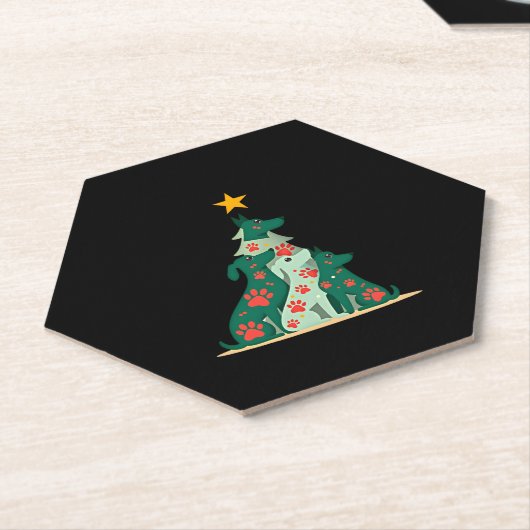 Hunde Weihnachtsbaum-Shirt - Hundeblijn (3) Untersetzer (angewinkelt)