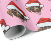 Hunde-Weihnachtsmannmütze | Custom Face Foto Pink  Geschenkpapier (Rolleneckpunkt)
