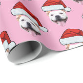 Hunde-Weihnachtsmannmütze | Custom Face Foto Pink  Geschenkpapier (Rolleneckpunkt)