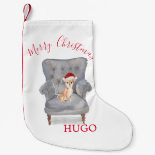 Hunde Weihnachtsmannmütze Frohe Weihnachten Chihua Kleiner Weihnachtsstrumpf