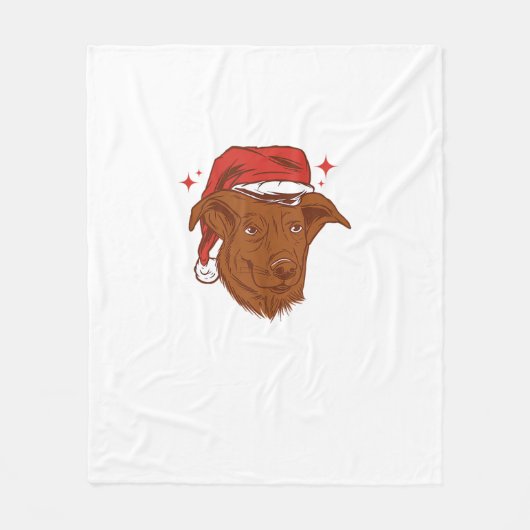 Hunde-Weihnachtsmannmütze - Funny Christmas Fleecedecke (Vorderseite)