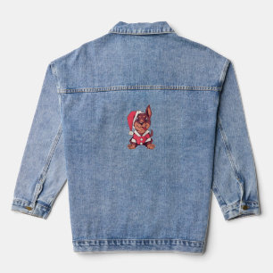Hunde Weihnachtsmannmütze - Funny Christmas Raglan Jeansjacke