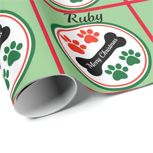 Hunde Weihnachtspaws hinzufügen Name Geschenk Wrap Geschenkpapier (Rolleneckpunkt)