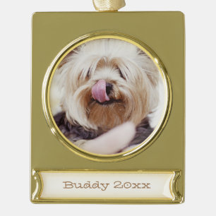 Hunde Weihnachtsschmuck Gold Plate Foto Banner Banner-Ornament Gold
