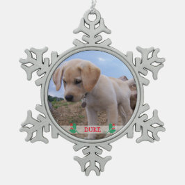 Hunde Weihnachtsschmuck Pewter Personalisiertes Fo Schneeflocken Zinn-Ornament
