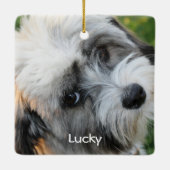 Hunde Weihnachtsschmuck Square Keramik Foto (Rückseite)