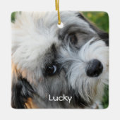 Hunde Weihnachtsschmuck Square Keramik Foto (Vorderseite)