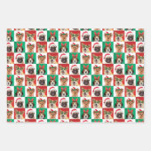 Hunde Weihnachtswrapping Paper Sheets Geschenkpapier Set (Vorderseite)