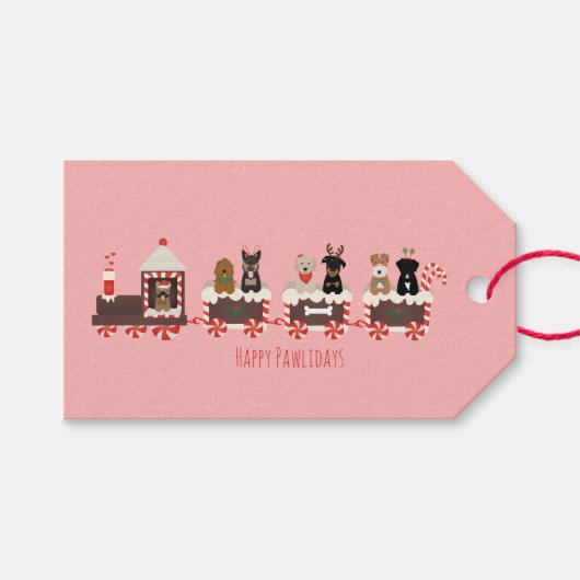 Hunde Weihnachtszug Geschenkanhänger (Vorderseite (Horizontal))